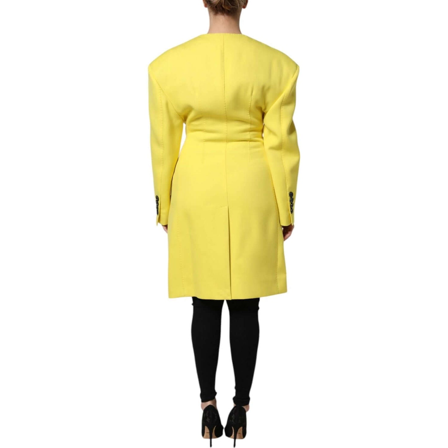 Dolce & Gabbana Yellow Double Breasted Trench Coat Jacket