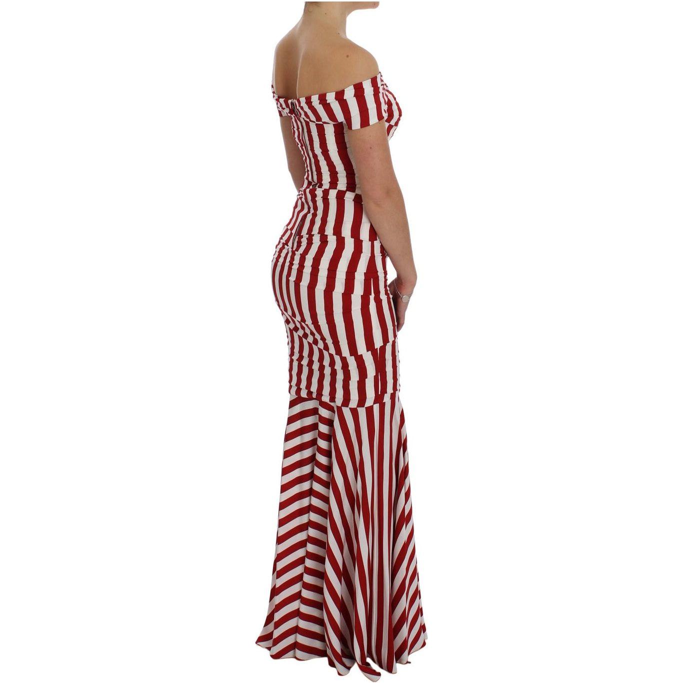 Dolce & Gabbana Elegant Red and White Striped Silk Bodycon Dress Dolce & Gabbana Sienna