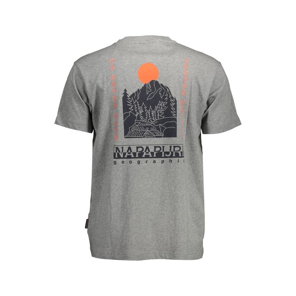 Napapijri Gray Cotton Men T-Shirt