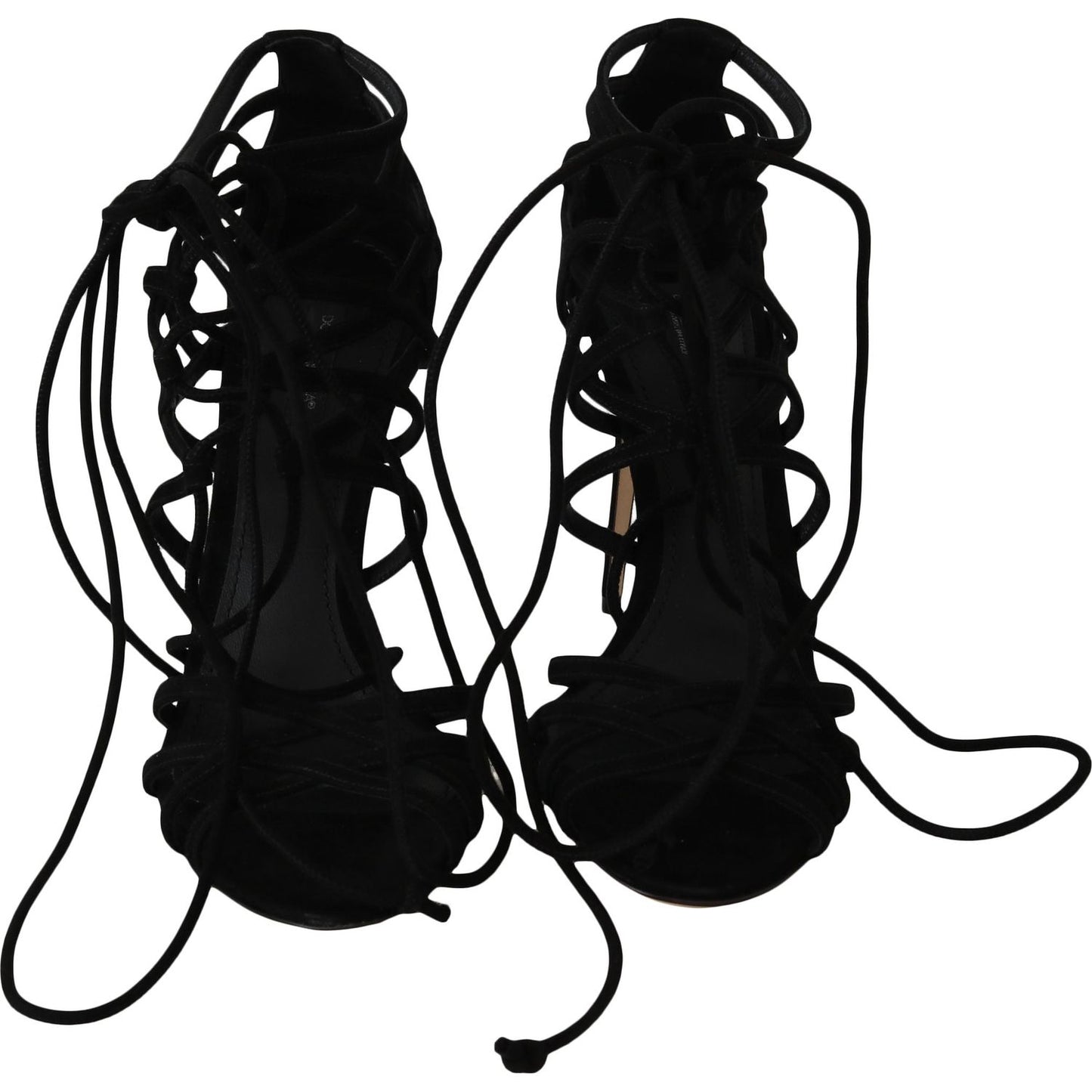 Dolce & Gabbana Elegant Black Suede Gladiator Stilettos Dolce & Gabbana Black