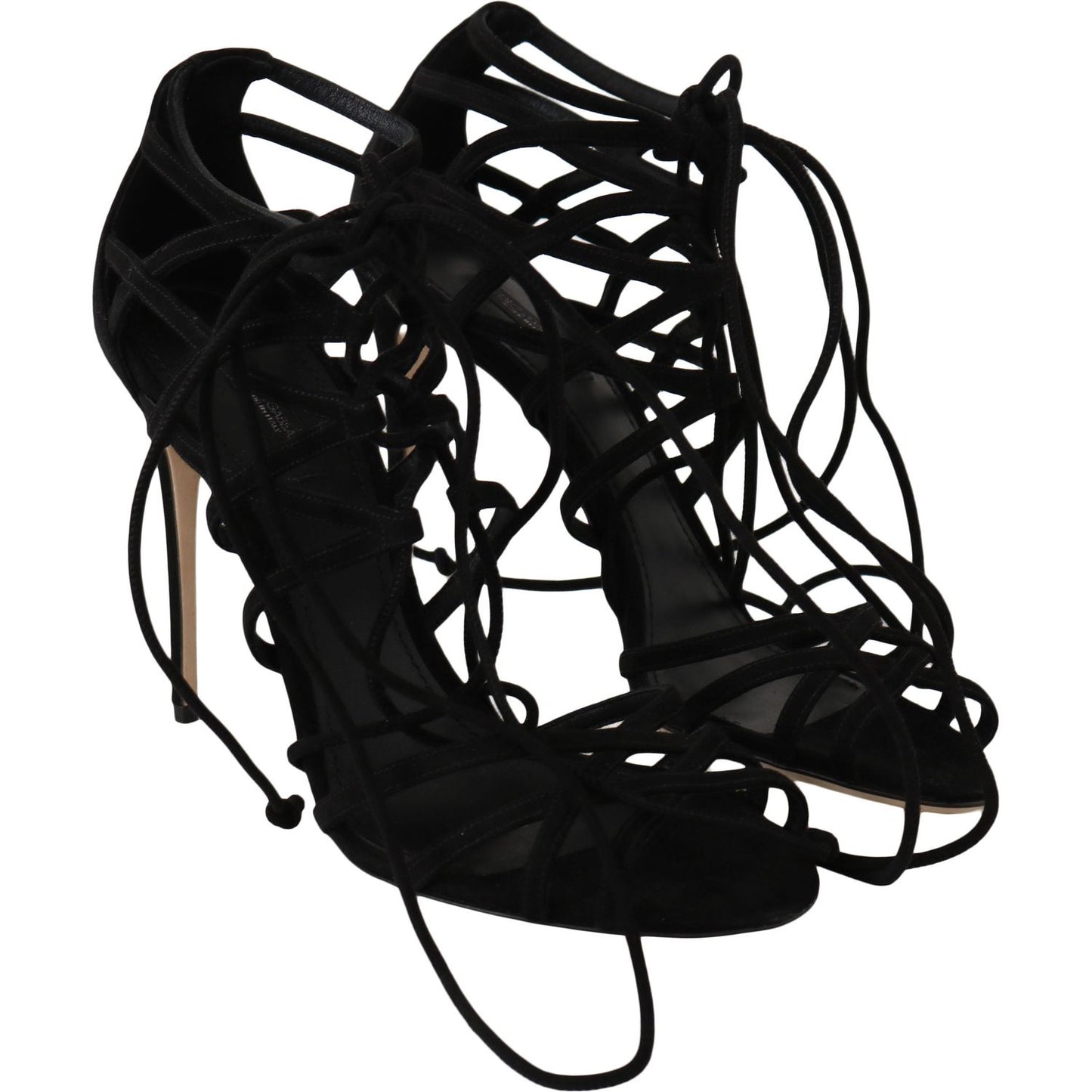 Dolce & Gabbana Elegant Black Suede Gladiator Stilettos Dolce & Gabbana Black