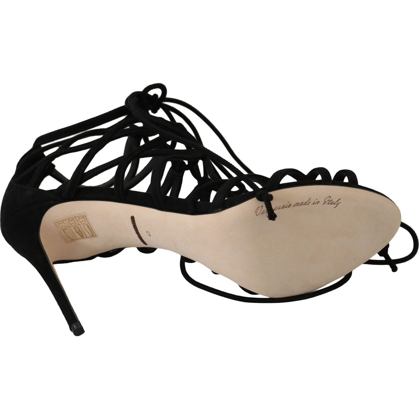 Dolce & Gabbana Elegant Black Suede Gladiator Stilettos Dolce & Gabbana Black