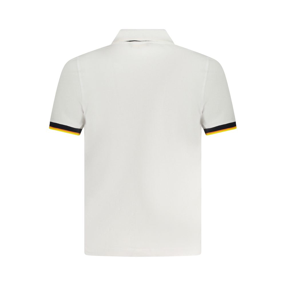 Back view of K-WAY White Cotton Polo Shirt with short sleeves and contrasting details.