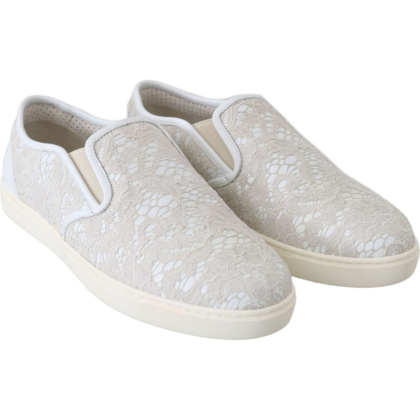 Dolce & Gabbana Elegant Off White Loafers for Ladies WOMAN SNEAKERS Dolce & Gabbana Light Gray