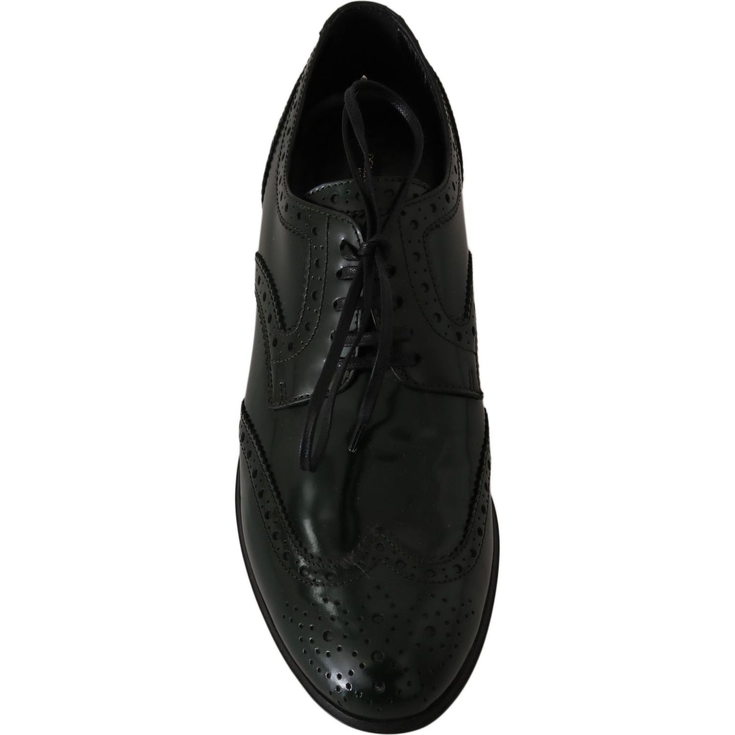 Dolce & Gabbana Elegant Green Brogues Oxford Wingtip Flats Dolce & Gabbana Black