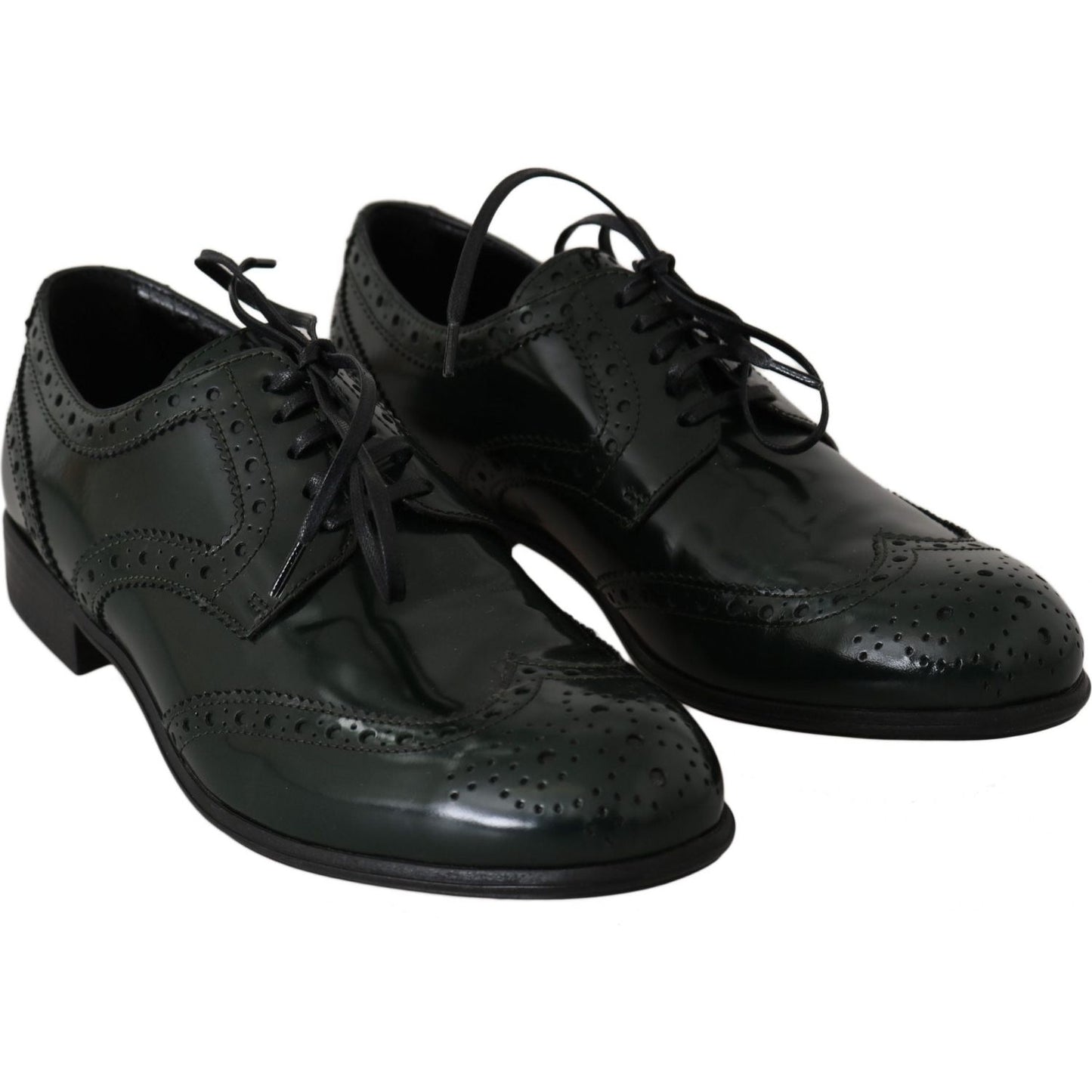 Dolce & Gabbana Elegant Green Brogues Oxford Wingtip Flats Dolce & Gabbana Black
