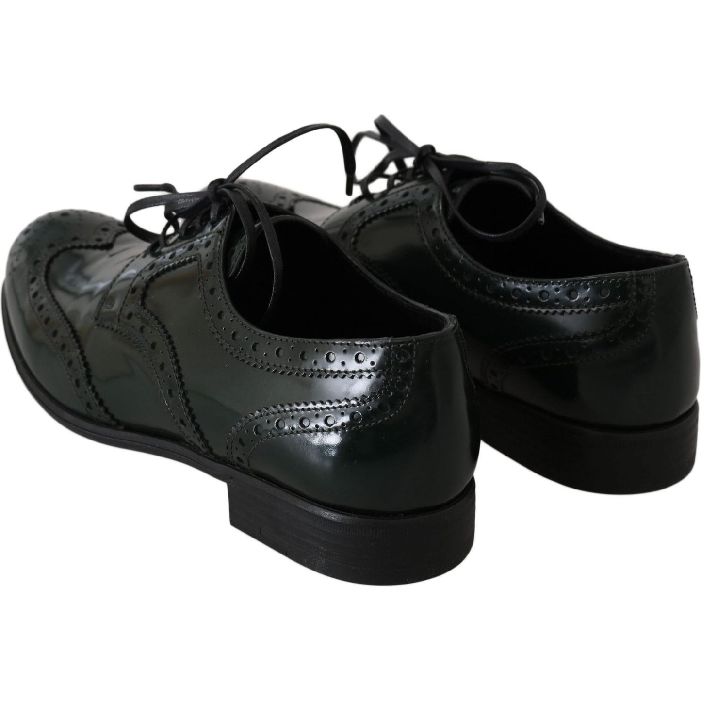 Dolce & Gabbana Elegant Green Brogues Oxford Wingtip Flats Dolce & Gabbana Black