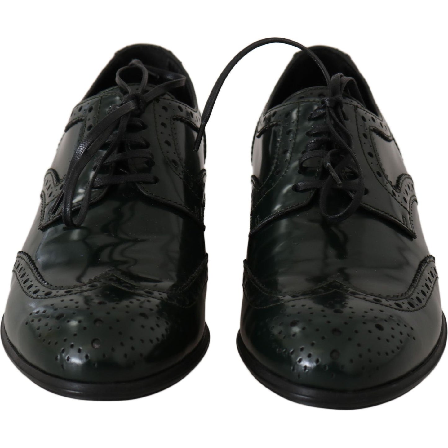 Dolce & Gabbana Elegant Green Brogues Oxford Wingtip Flats Dolce & Gabbana Black