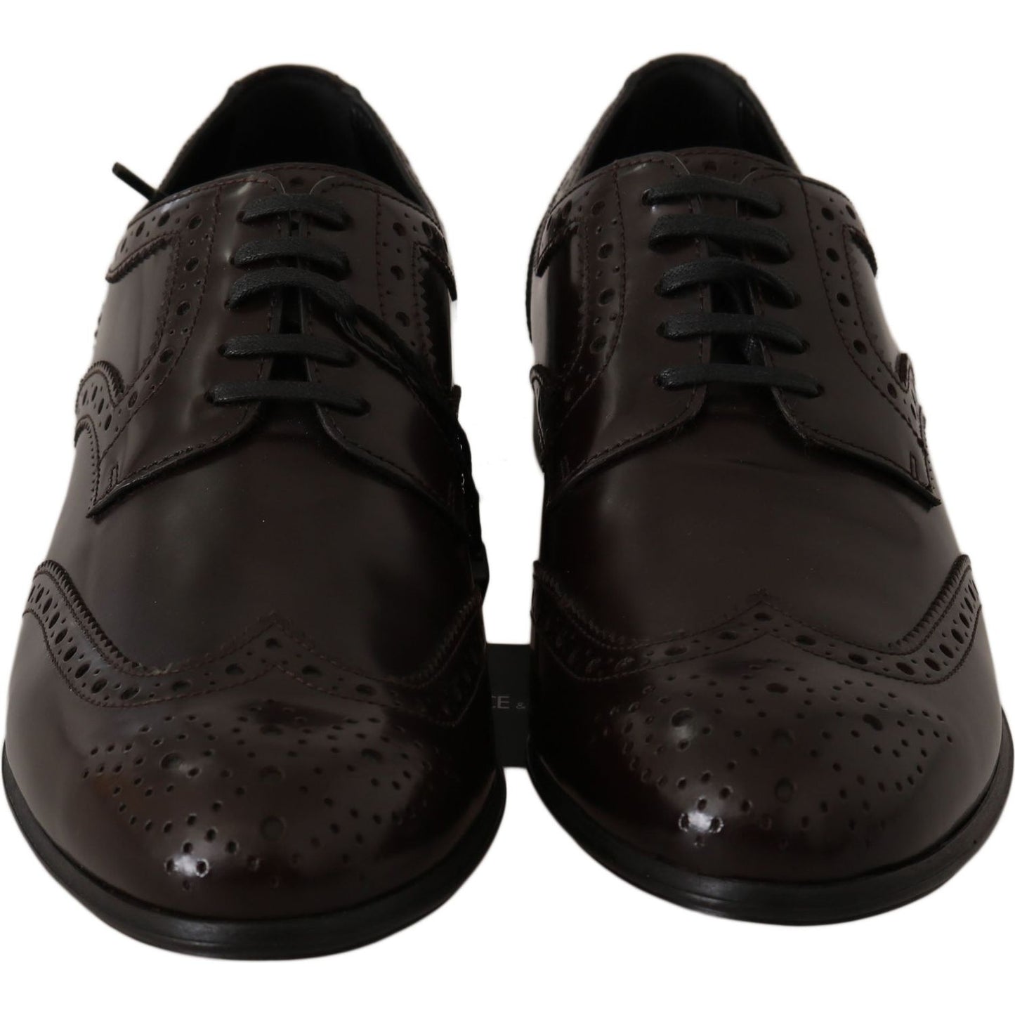 Dolce & Gabbana Elegant Brown Leather Oxford Flats Dolce & Gabbana Black