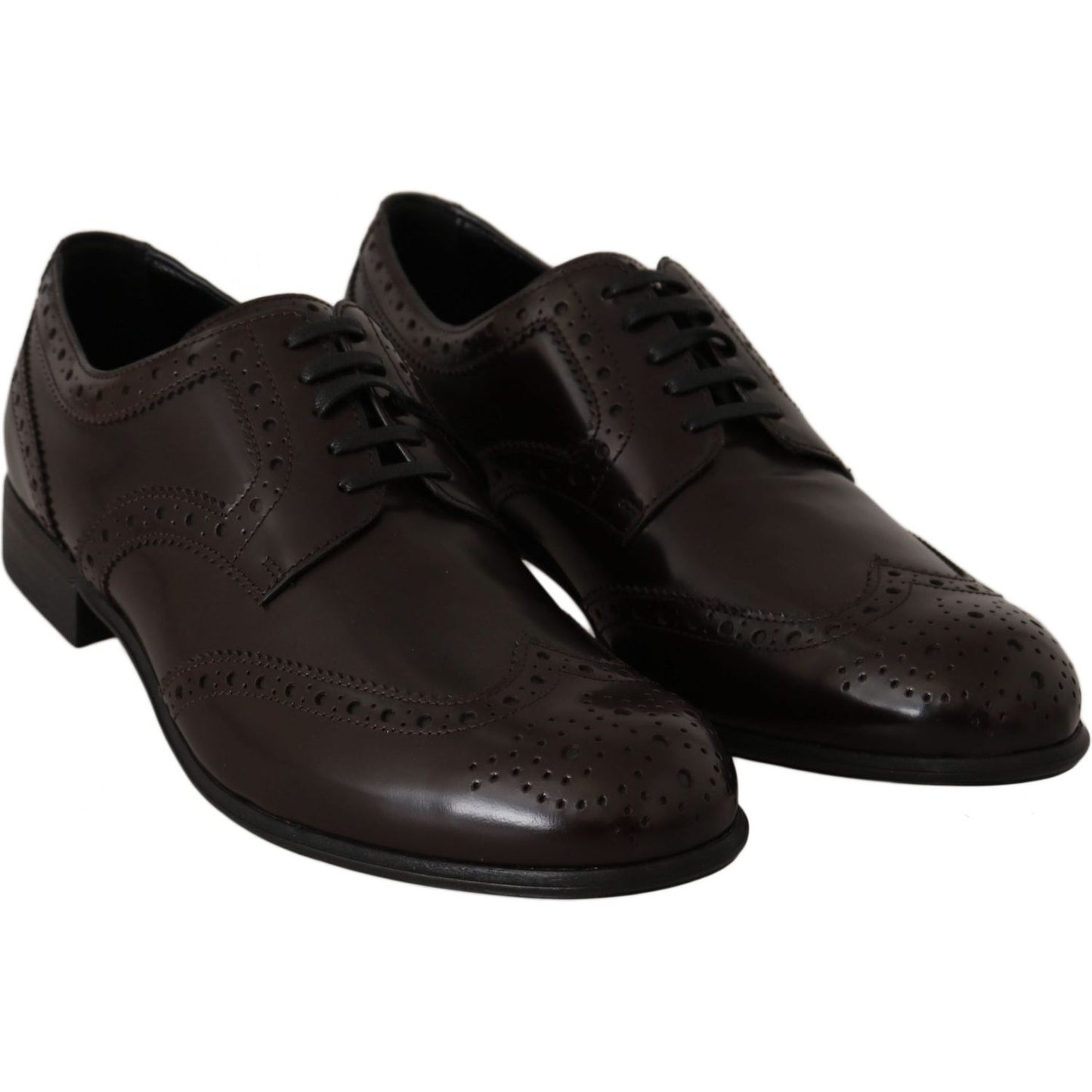 Dolce & Gabbana Elegant Brown Leather Oxford Flats Dolce & Gabbana Black