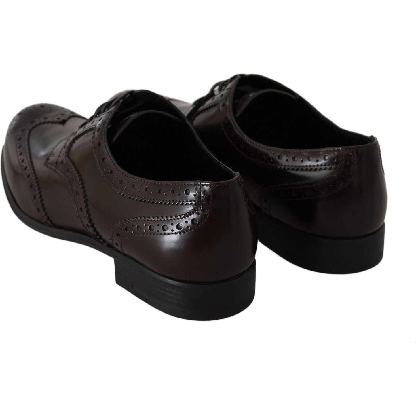Dolce & Gabbana Elegant Brown Leather Oxford Flats Dolce & Gabbana Black