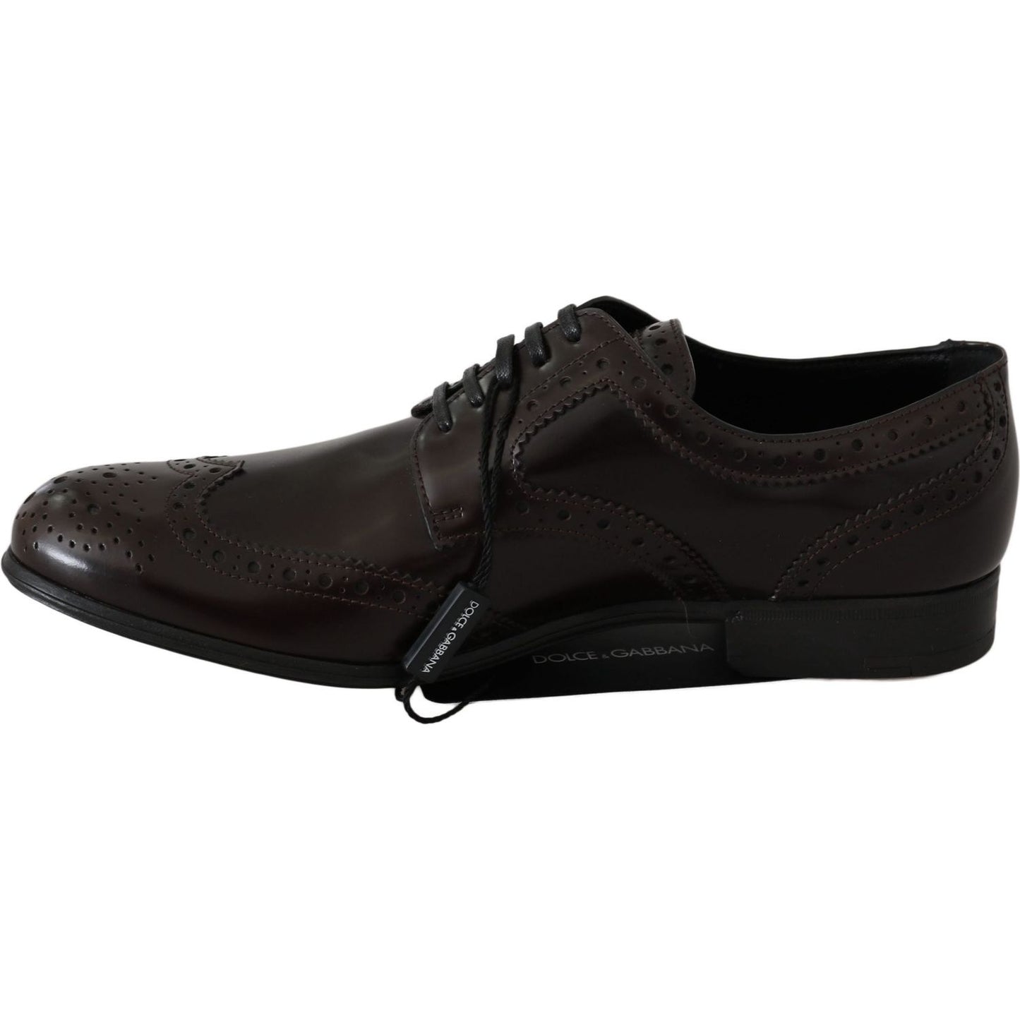 Dolce & Gabbana Elegant Brown Leather Oxford Flats Dolce & Gabbana Black