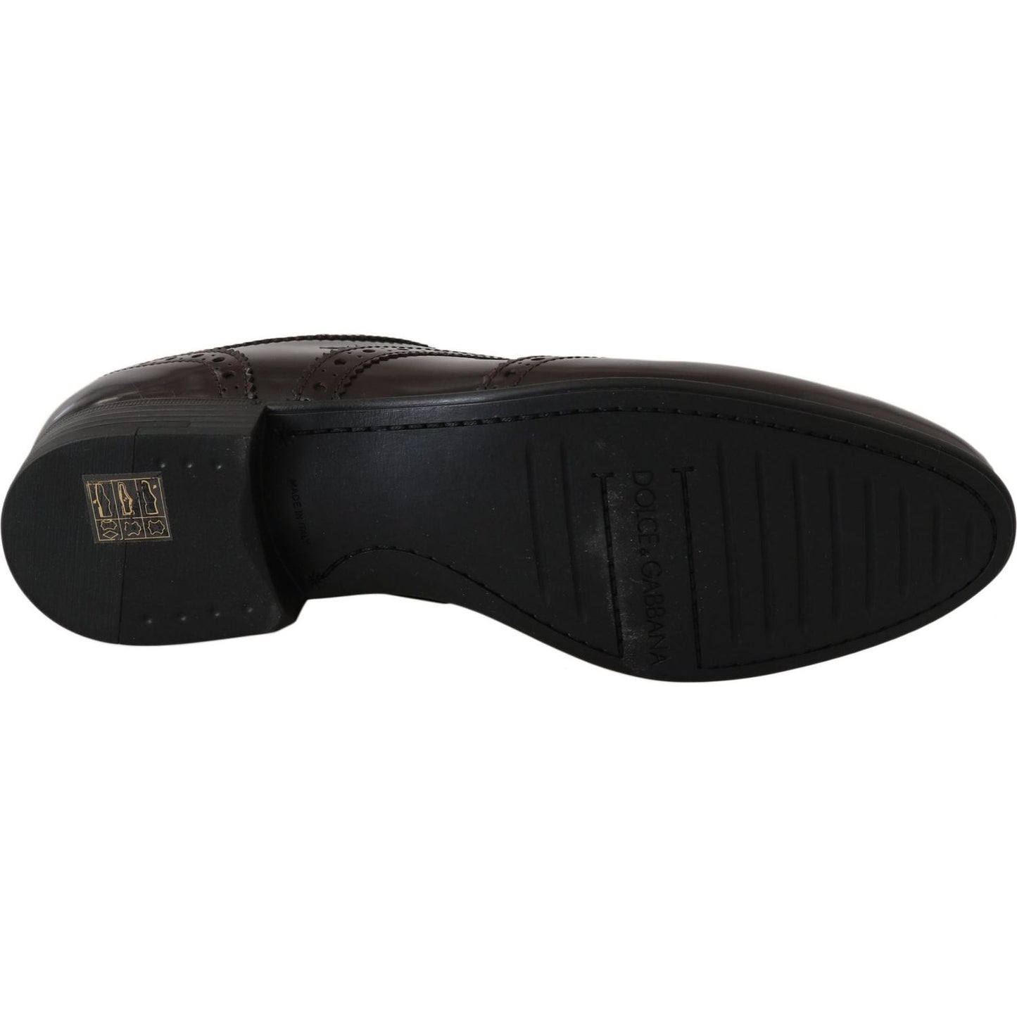 Dolce & Gabbana Elegant Brown Leather Oxford Flats Dolce & Gabbana Black