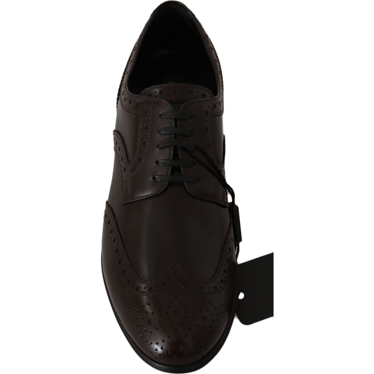 Dolce & Gabbana Elegant Brown Leather Oxford Flats Dolce & Gabbana Black