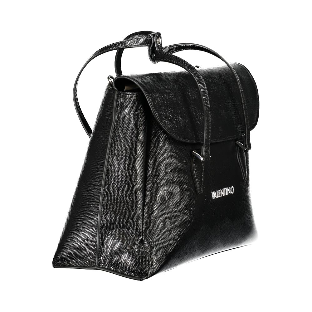 Mario Valentino Black Polyethylene Handbag with handles, shoulder strap, laptop compartment, pockets, and logo in black design