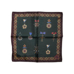 Dolce & Gabbana Green Medals Silk Square Foulard Scarf