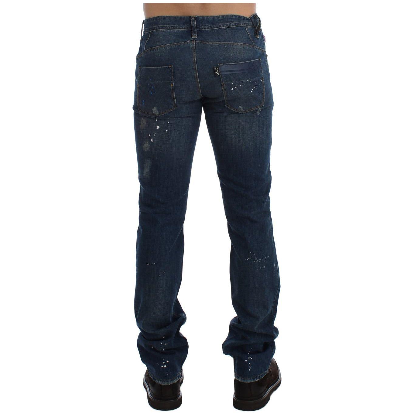 Costume National Chic Blue Wash Painted Slim Fit Jeans Costume National Dark Slate Gray