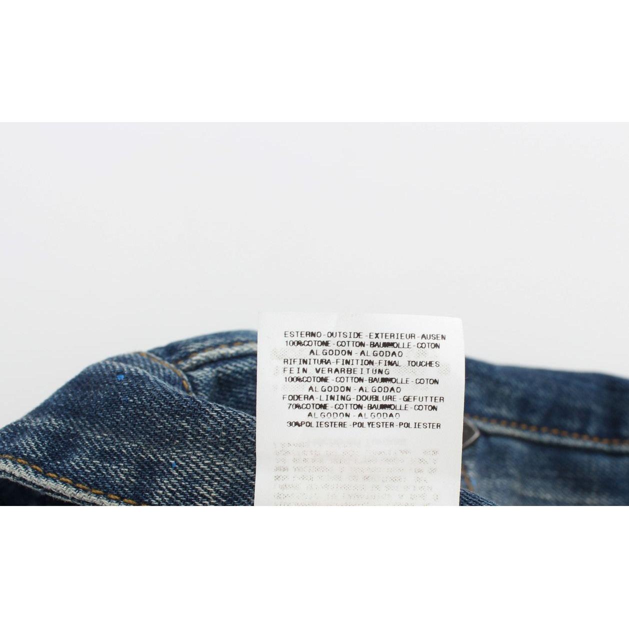 Costume National Chic Blue Wash Painted Slim Fit Jeans Costume National Dark Slate Gray