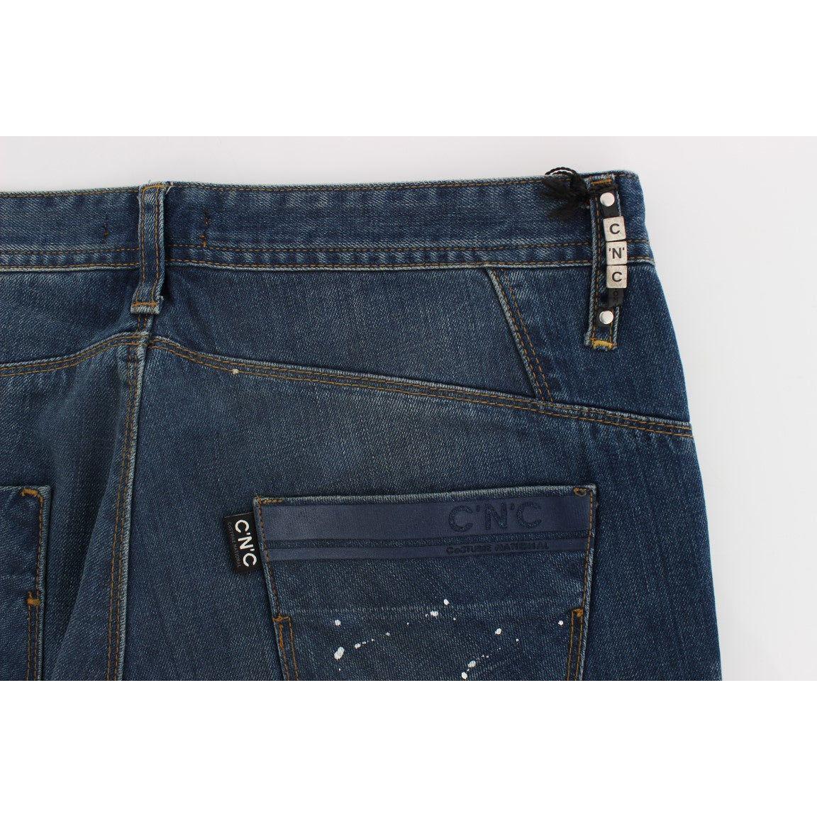 Costume National Chic Blue Wash Painted Slim Fit Jeans Costume National Dark Slate Gray