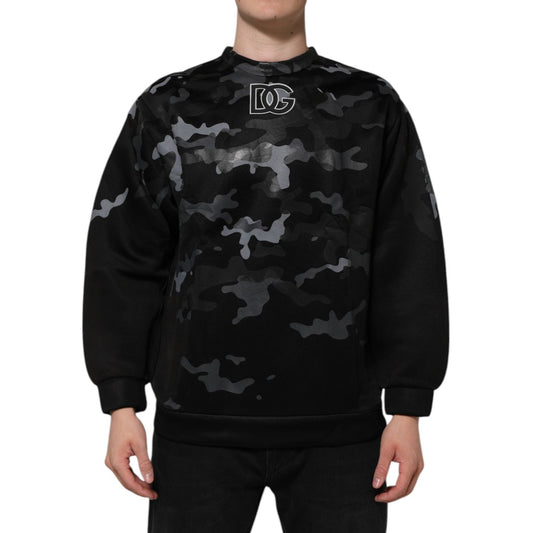 Dolce & Gabbana Black Camouflage Pullover Sweatshirt Sweater