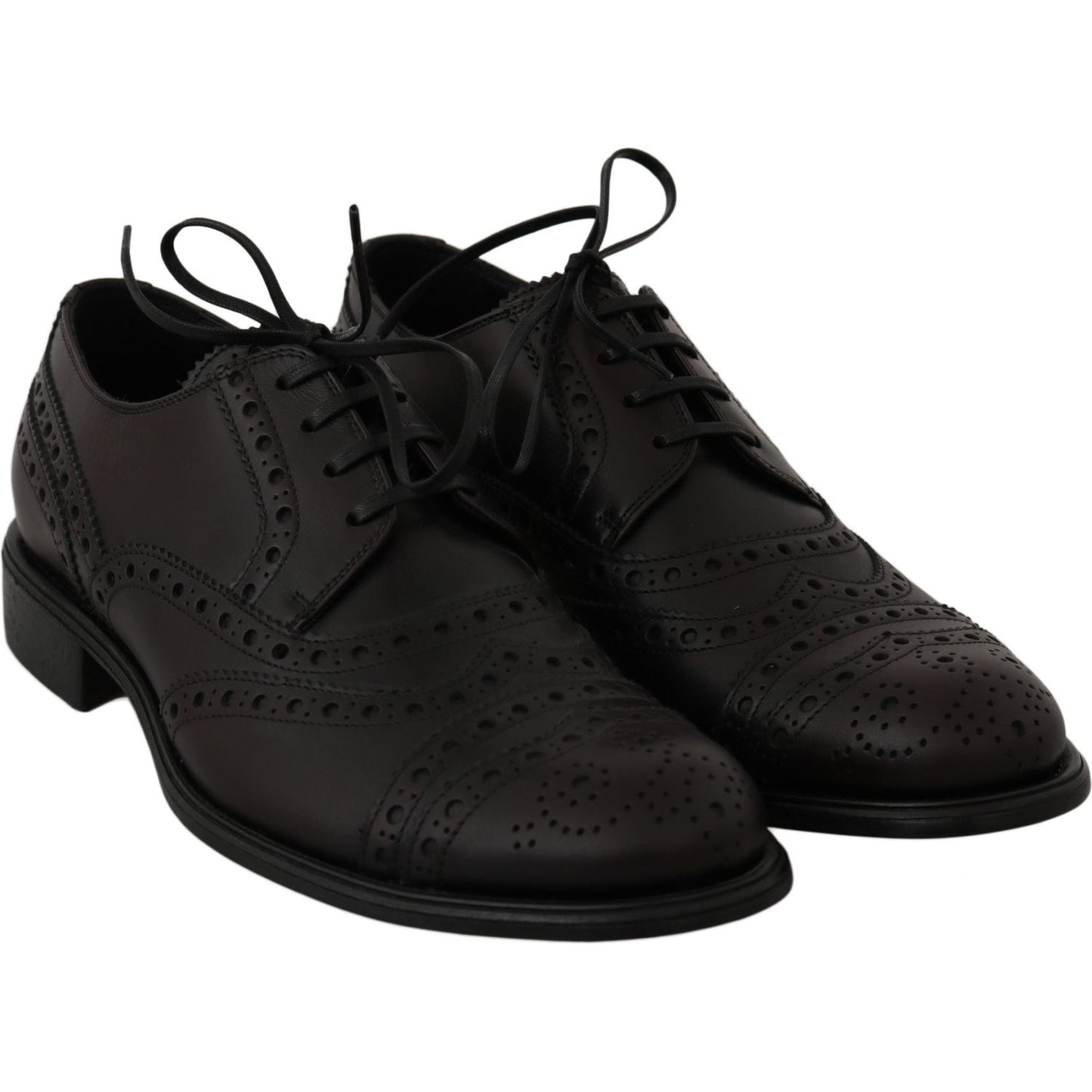Dolce & Gabbana Elegant Bordeaux Wingtip Derby Dress Shoes Dress Shoes Dolce & Gabbana Black