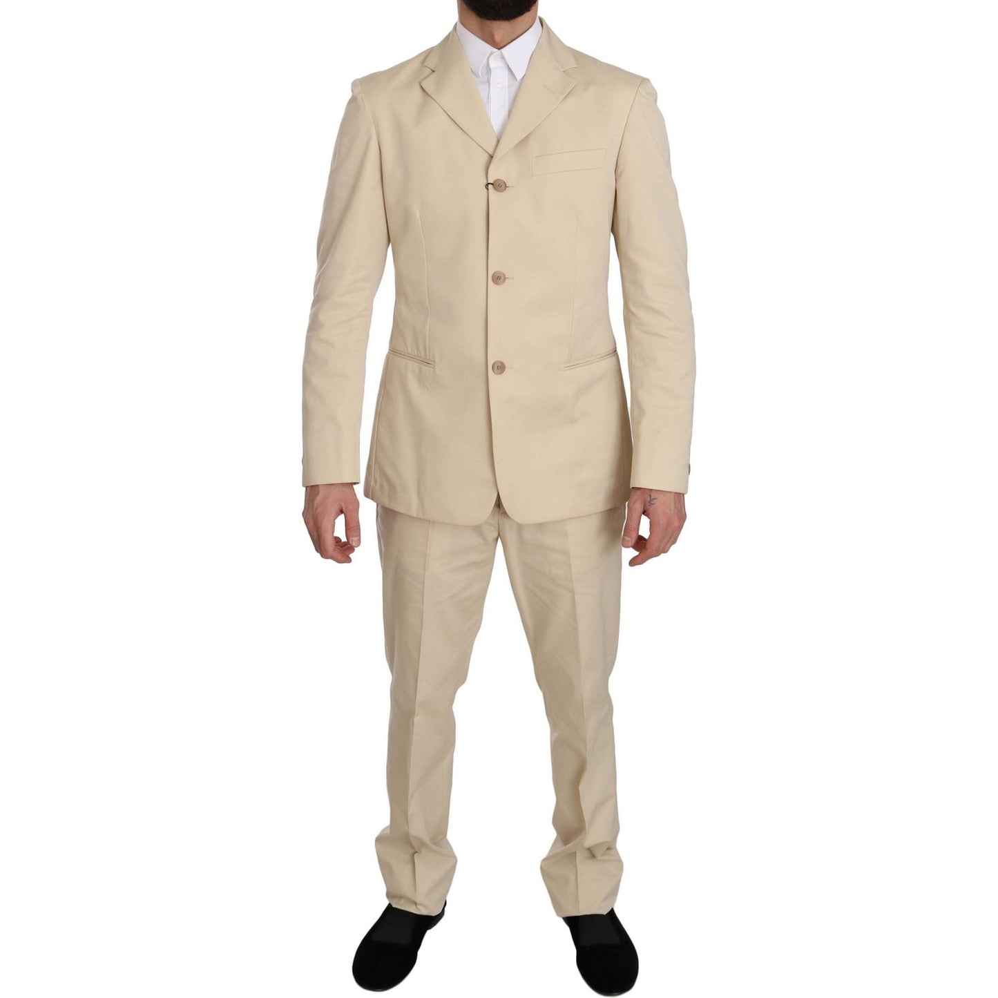 Romeo Gigli Beige Two-Piece Suit with Classic Elegance Suit Romeo Gigli Tan