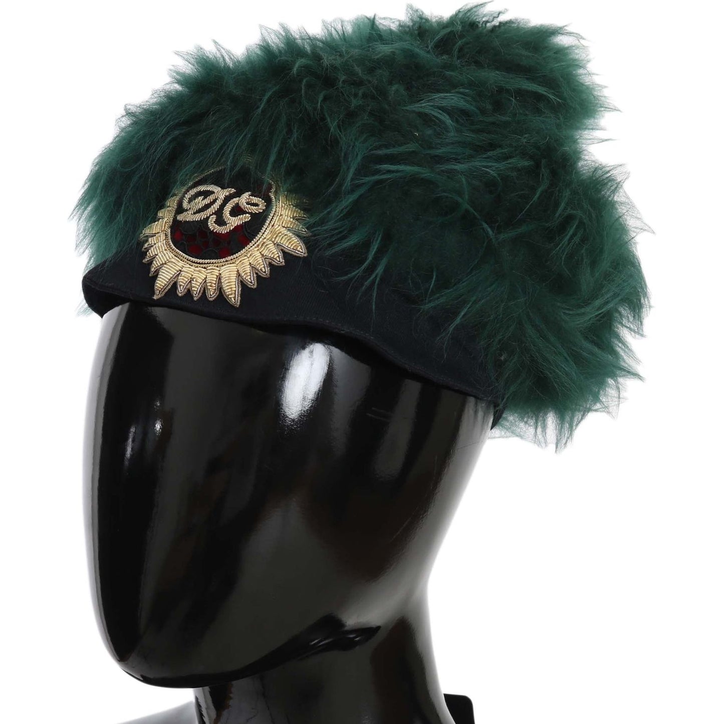 Dolce & Gabbana Elegant Emerald Cashmere Cloche Cap Hat Dolce & Gabbana Black
