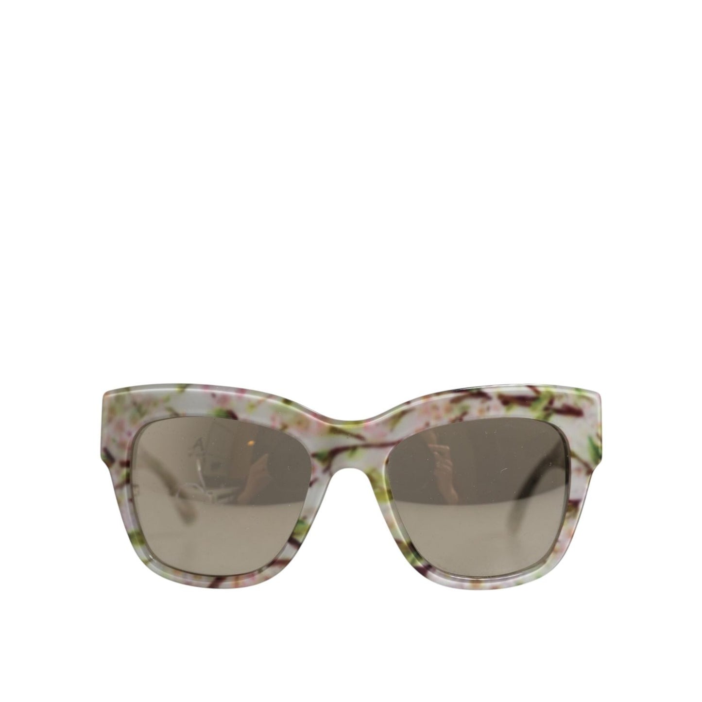 Dolce & Gabbana White DG4231F Floral Acetate Rectangle Shades Sunglasses