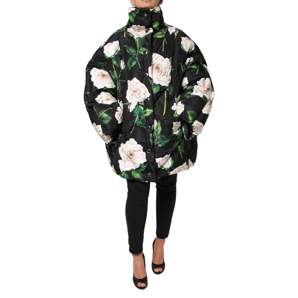 Dolce & Gabbana Black Floral Print Puffer Quilted Jacket JKT41496-46