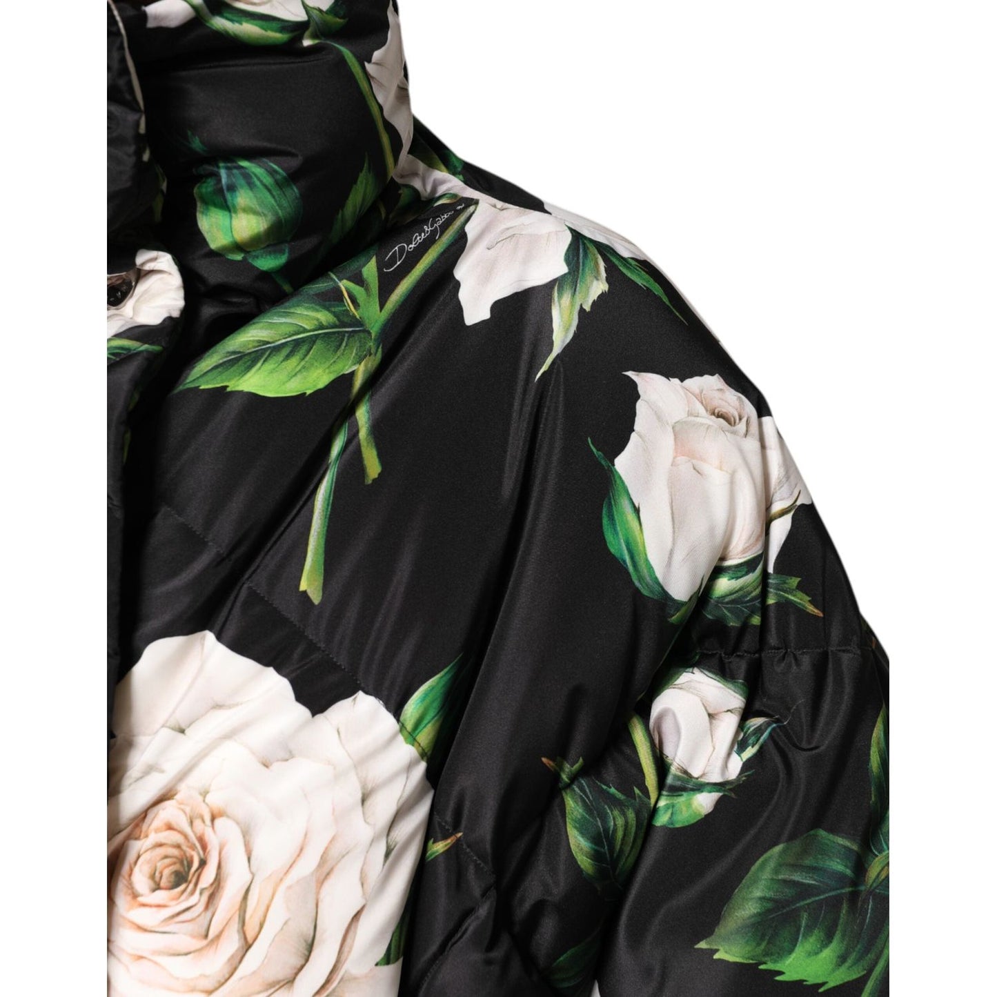 Dolce & Gabbana Black Floral Print Puffer Quilted Jacket JKT41496-46