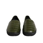 Dolce & Gabbana Green Exotic Leather Espadrilles Slip On Shoes MV7554-44