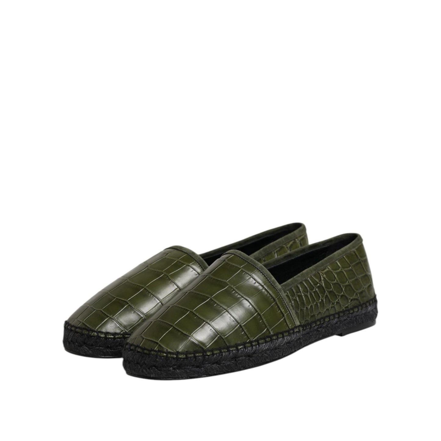 Dolce & Gabbana Green Exotic Leather Espadrilles Slip On Shoes MV7554-44