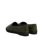 Dolce & Gabbana Green Exotic Leather Espadrilles Slip On Shoes MV7554-44