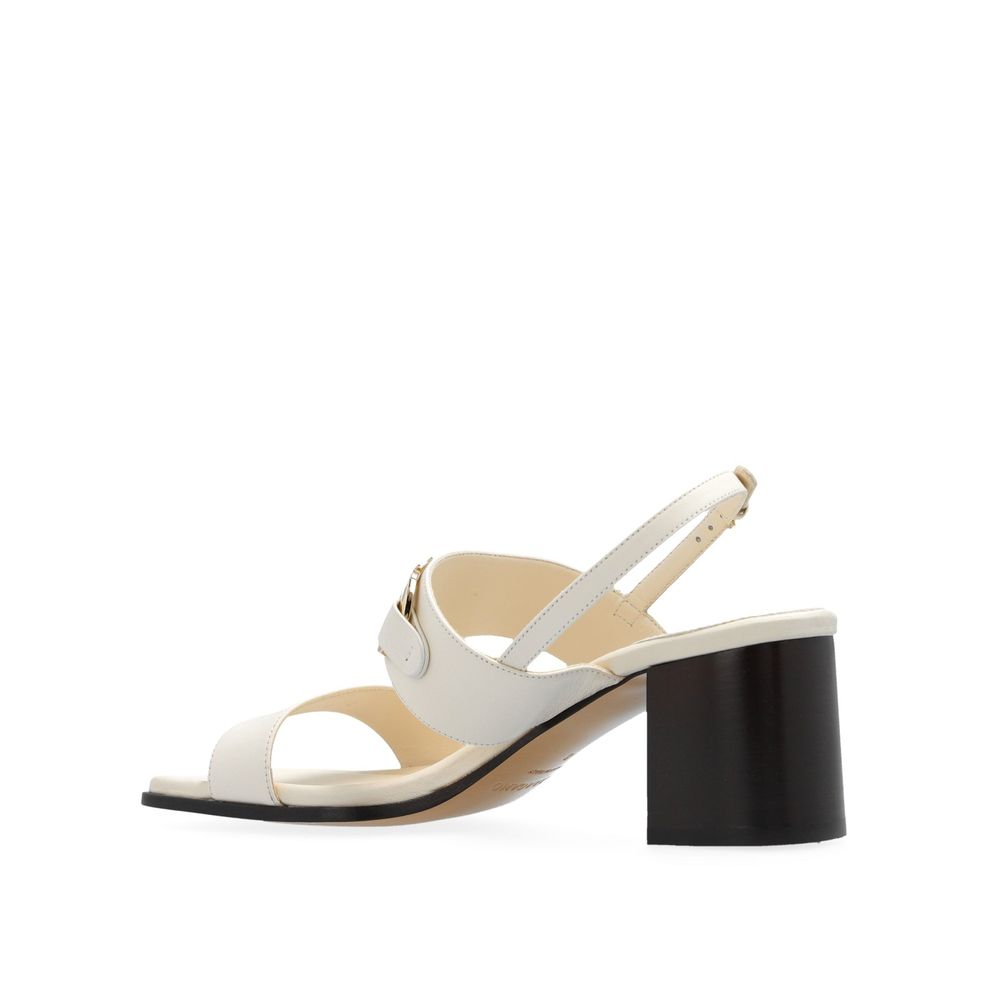 Salvatore Ferragamo White Calfskin Strap-On Sandals