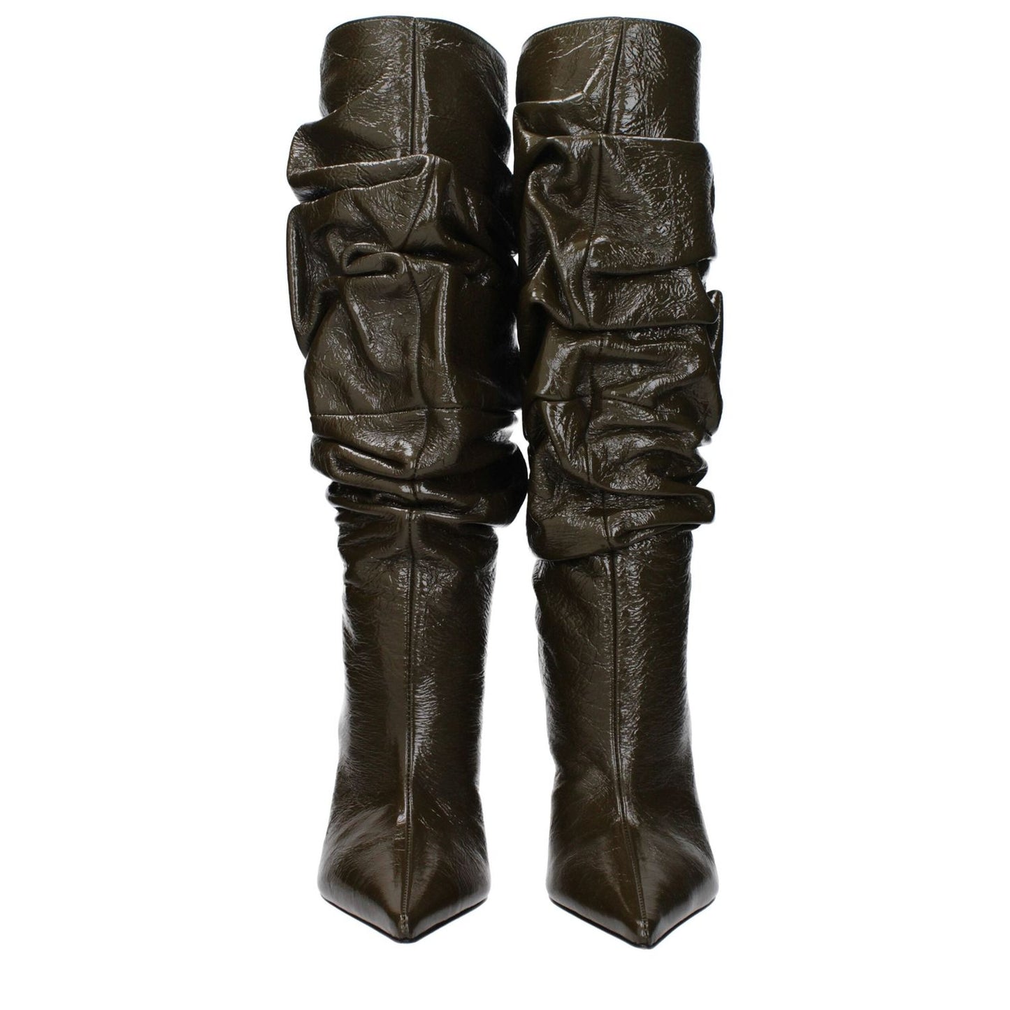 Amina Muaddi Green Leather High Heel Boots AM-9492866597129-EU36/US6