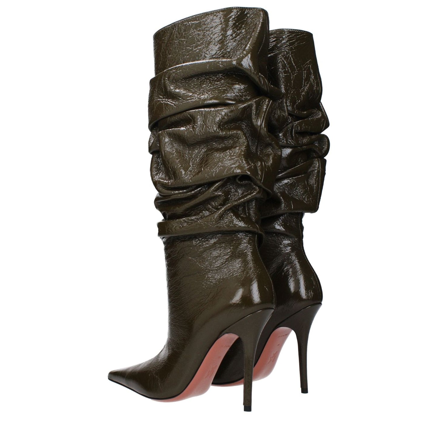 Amina Muaddi Green Leather High Heel Boots AM-9492866597129-EU36/US6