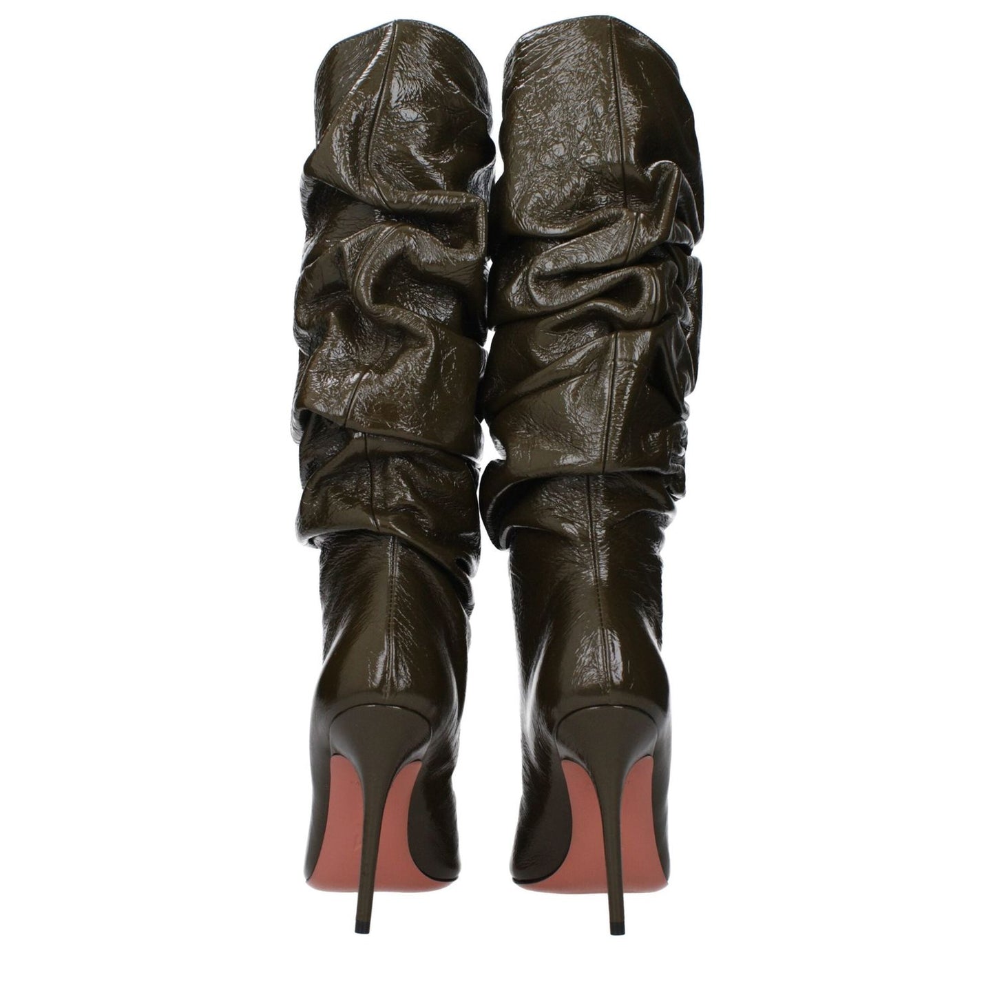 Amina Muaddi Green Leather High Heel Boots AM-9492866597129-EU36/US6