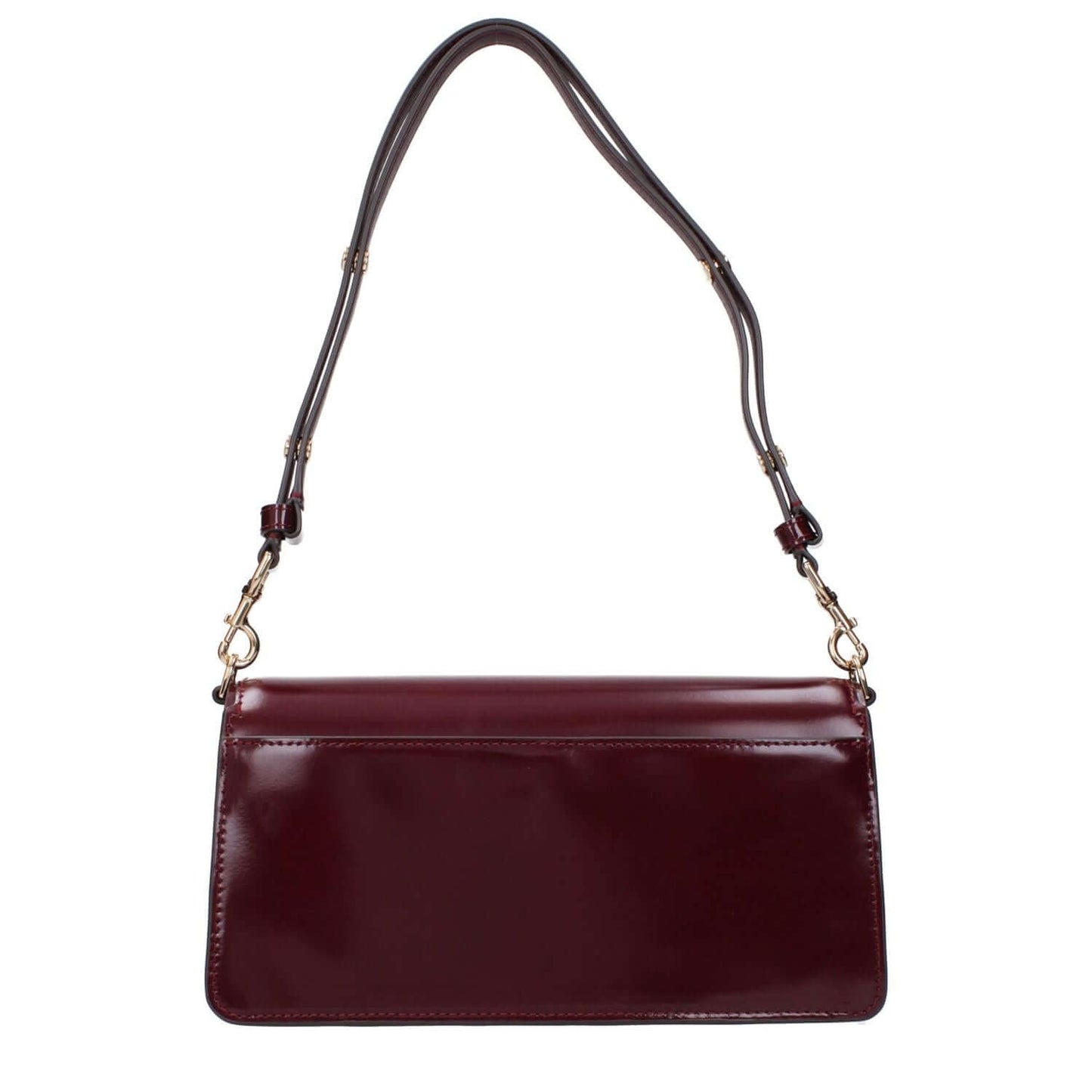 Tory Burch Red Leather Shoulder Bag with patent leather, adjustable handle, and front logo.