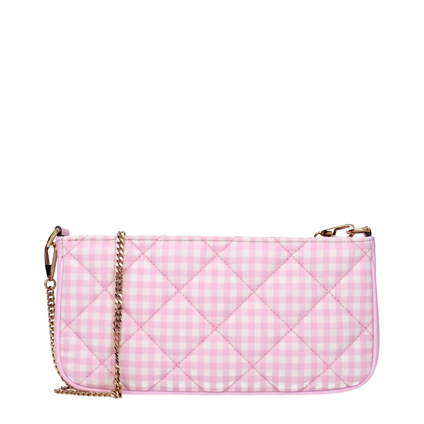 Versace Pink Fabric Shoulder Bag with front detail and chain strap, model MPN 10155411A139842PQ5VP, code F83750, quilted pink design.