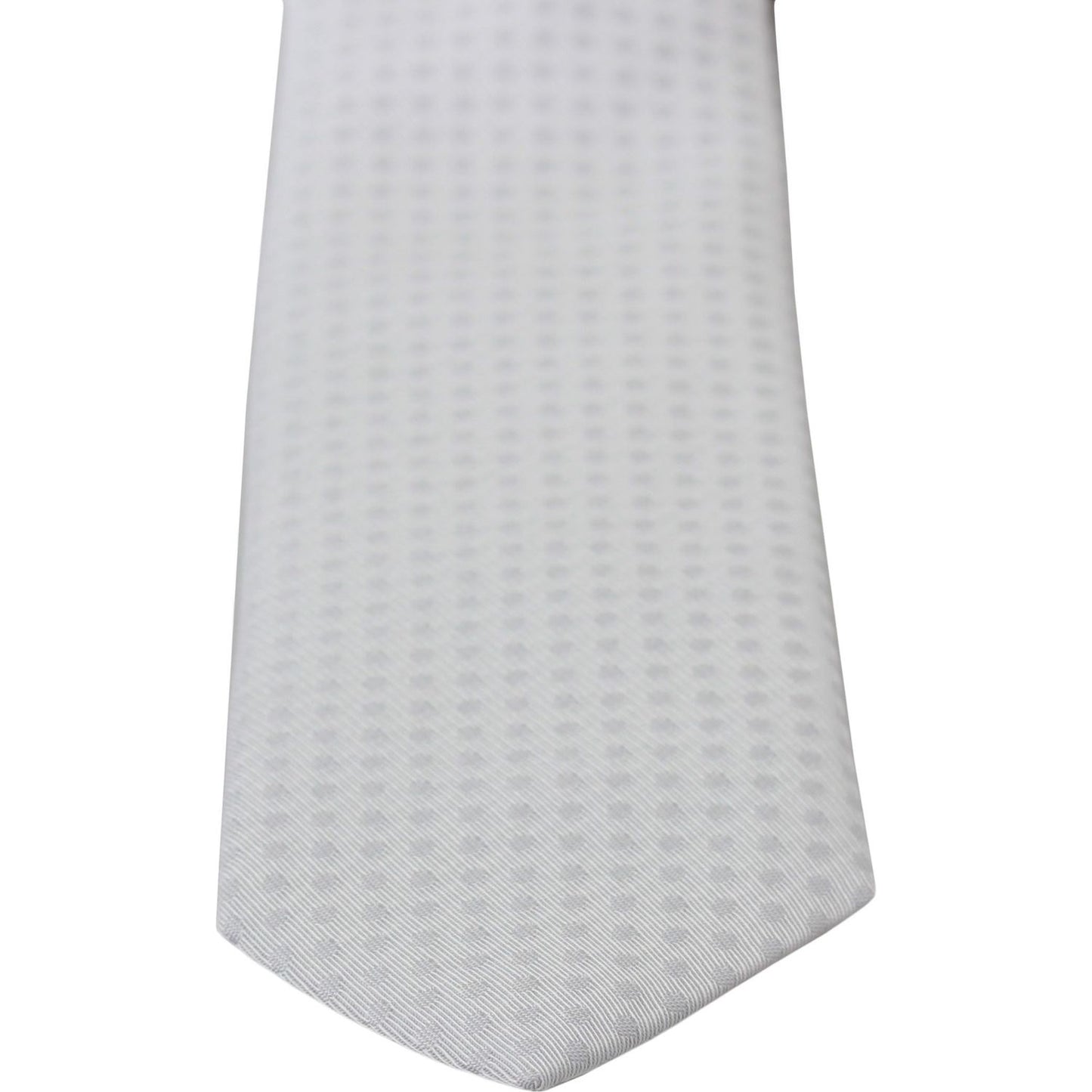 Dolce & Gabbana Elegant White Patterned Silk Blend Neck Tie Necktie Dolce & Gabbana Light Gray
