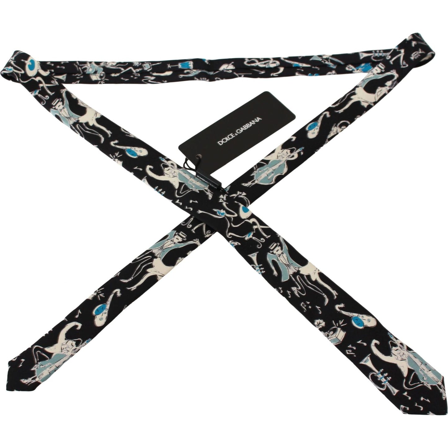 Dolce & Gabbana Elegant Black Music Pattern Silk Neck Tie Necktie Dolce & Gabbana Gray