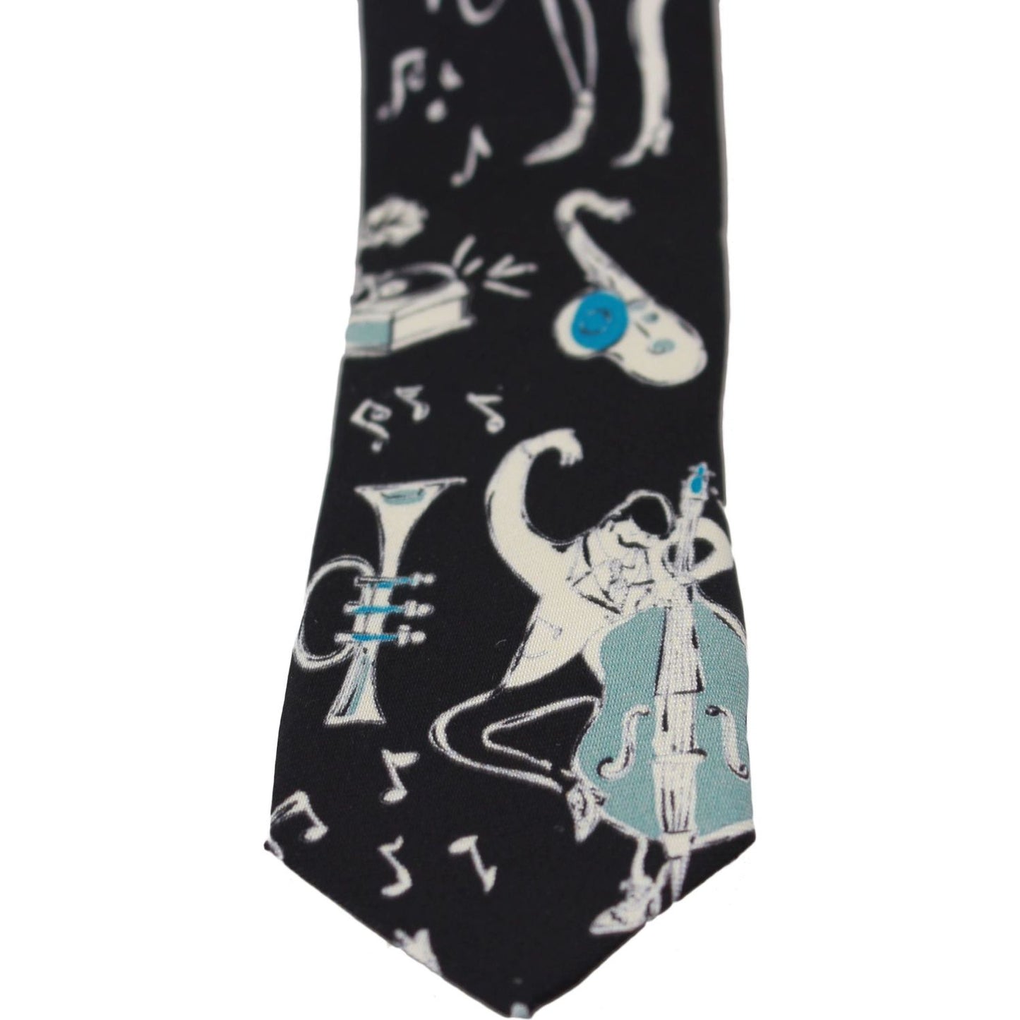 Dolce & Gabbana Elegant Black Music Pattern Silk Neck Tie Necktie Dolce & Gabbana Gray