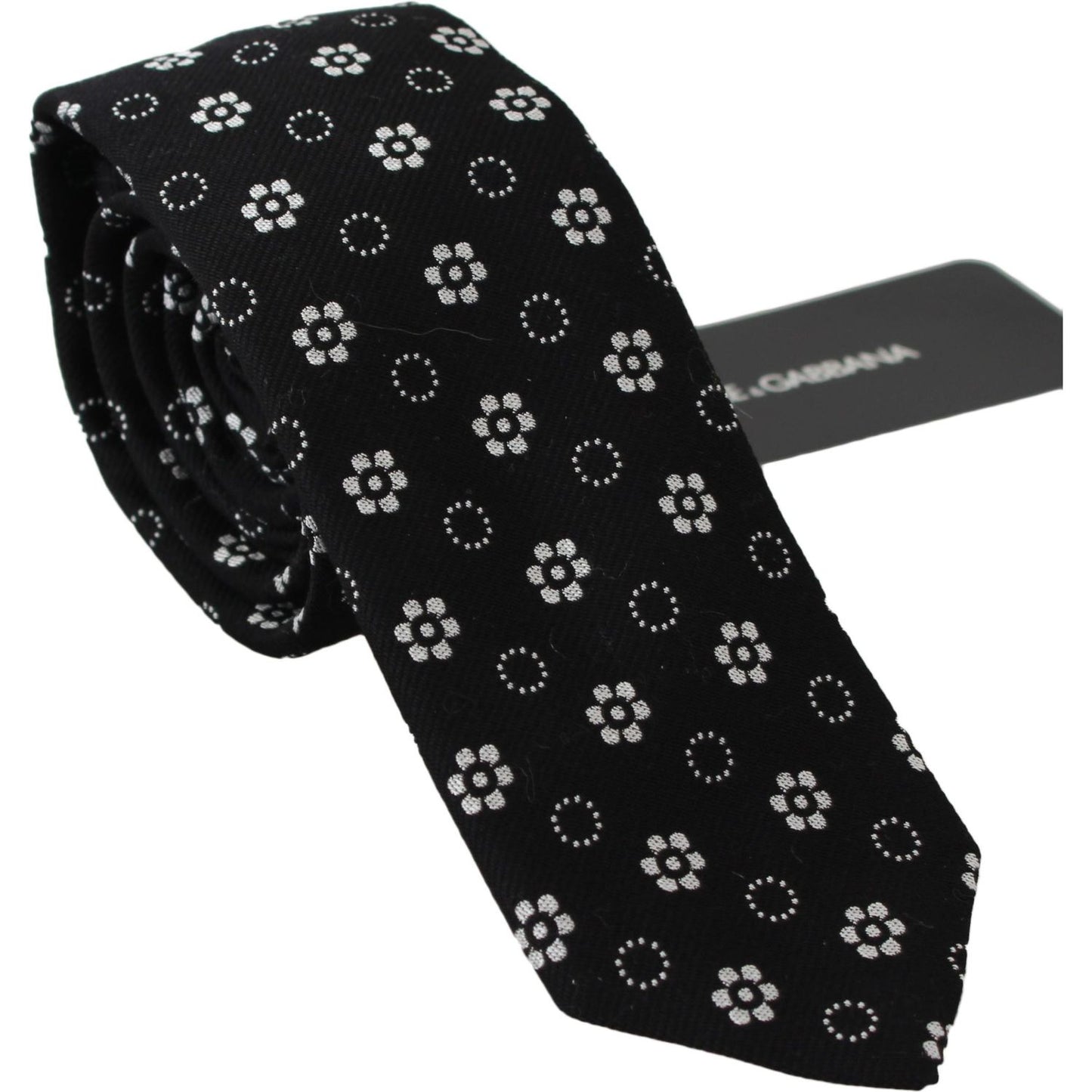 Dolce & Gabbana Elegant Black Floral Silk Necktie Necktie Dolce & Gabbana Black
