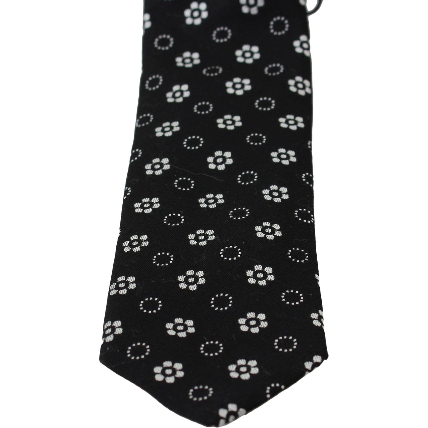 Dolce & Gabbana Elegant Black Floral Silk Necktie Necktie Dolce & Gabbana Black