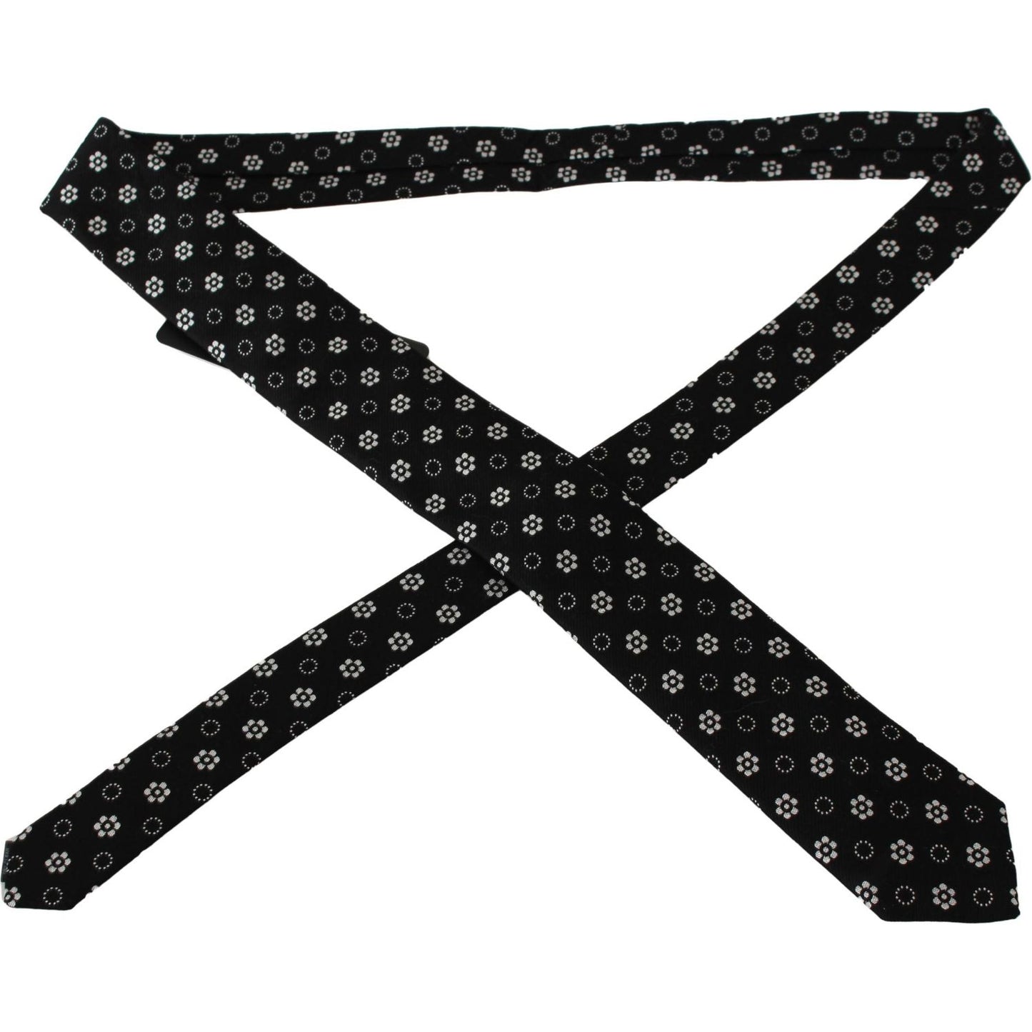 Dolce & Gabbana Elegant Black Floral Silk Necktie Necktie Dolce & Gabbana Black