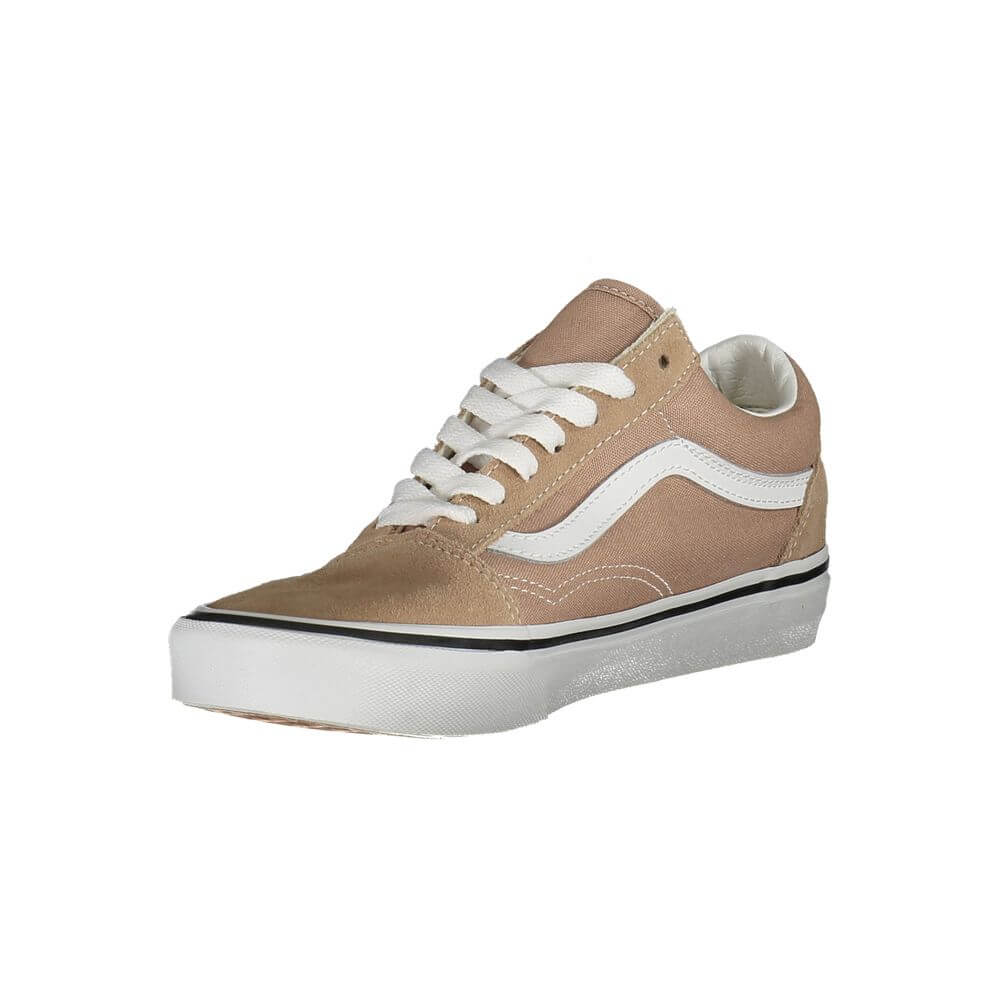Vans Beige Polyester Sneaker with laces, Old Skool style, contrasting details, and logo, perfect sports shoe for style and comfort.