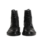 Dolce & Gabbana Black Leather Lace Up Mid Calf Boots Shoes MV7374-41