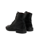 Dolce & Gabbana Black Leather Lace Up Mid Calf Boots Shoes MV7374-41