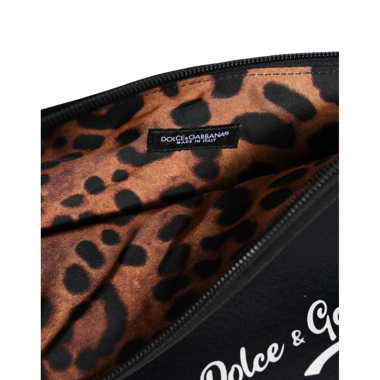 Dolce & Gabbana Black Solid Nylon DG LogoPrint Clutch Zip Borse Pouch Bag BAG4652