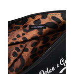 Dolce & Gabbana Black Solid Nylon DG LogoPrint Clutch Zip Borse Pouch Bag BAG4652